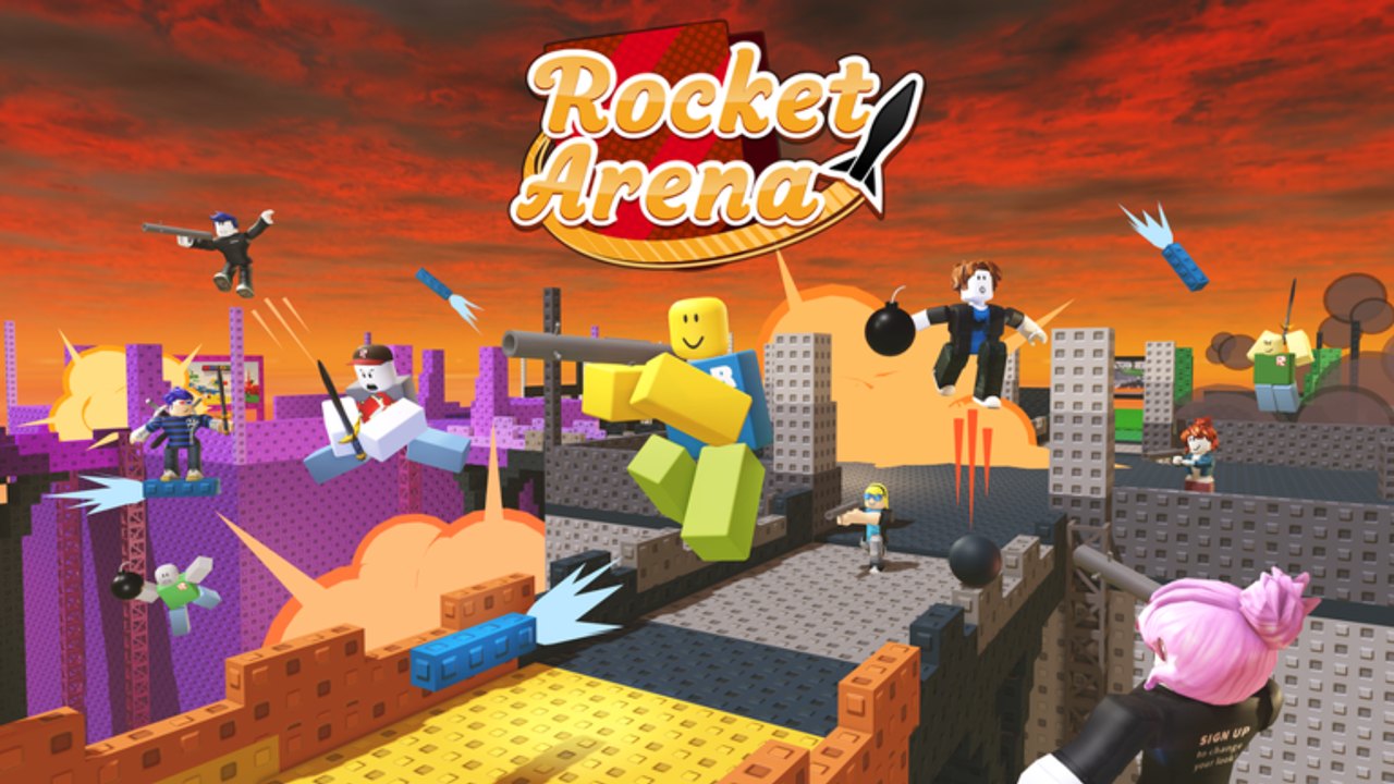 Rocket Arena Roblox arena with rockets, bridges, and jetboots combat