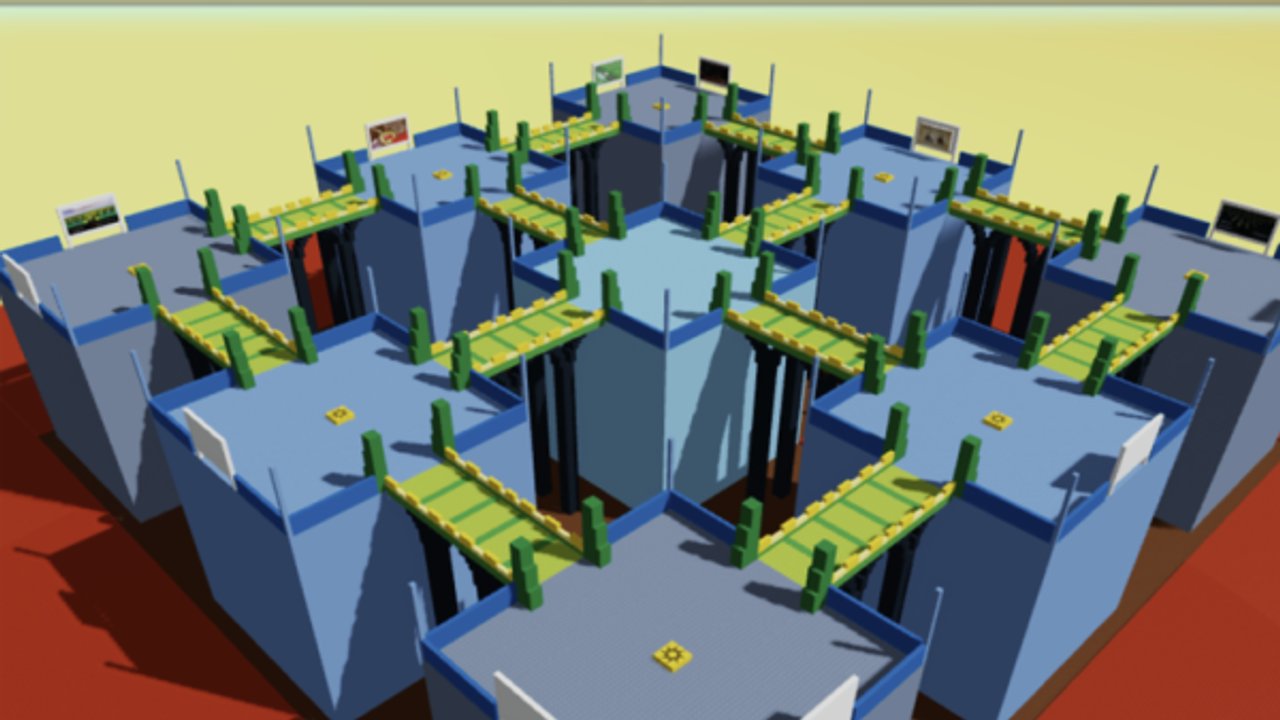 Rocket Arena overview showing classic BrickBattle map layout and lava pits